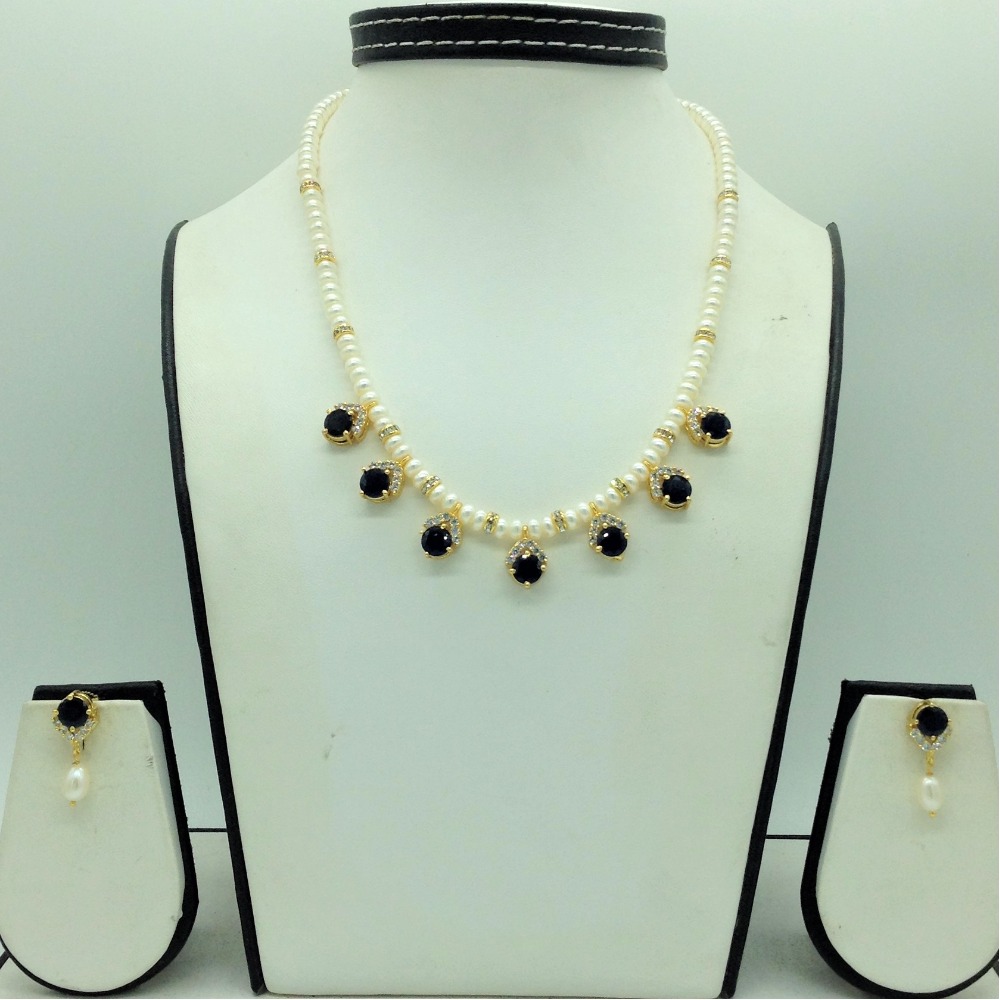 White ,bluecz 7 pcs set with 1 line flat pearls mala jps0737
