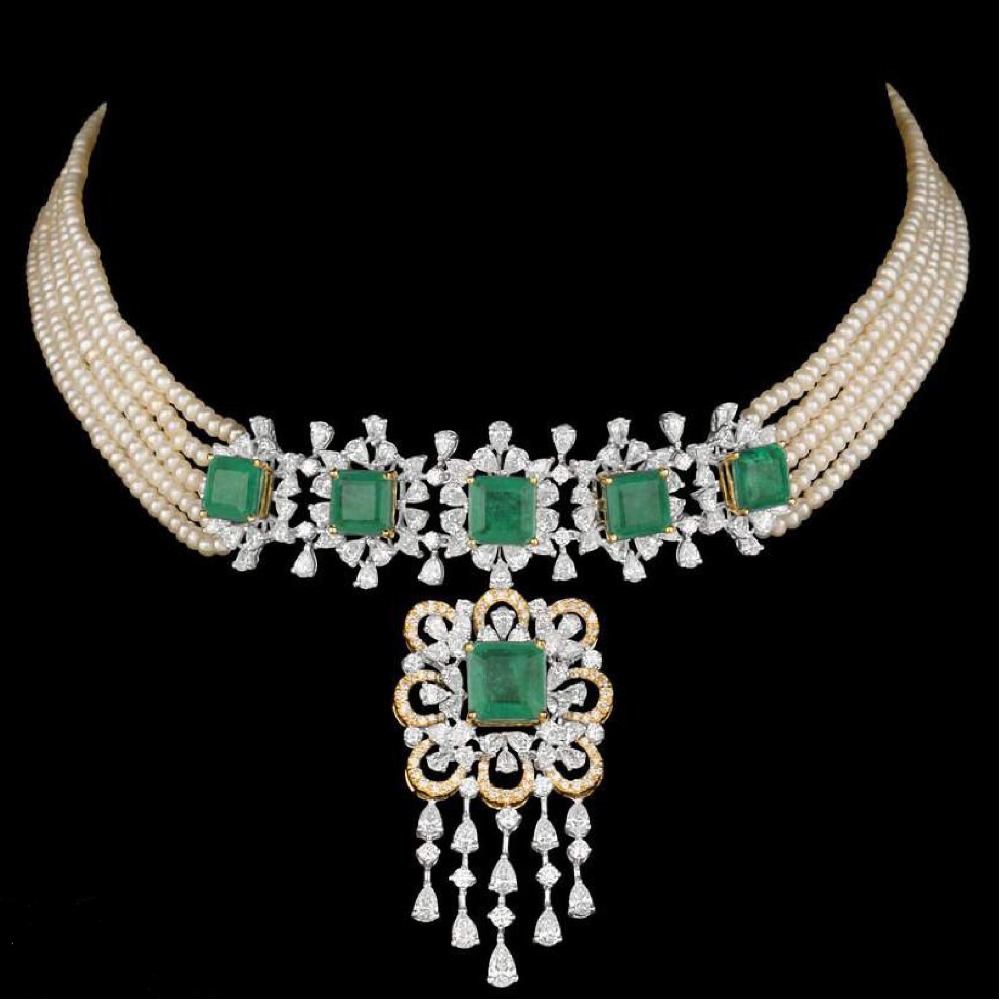 Diamonds and Emeralds Pendant JSJ0188