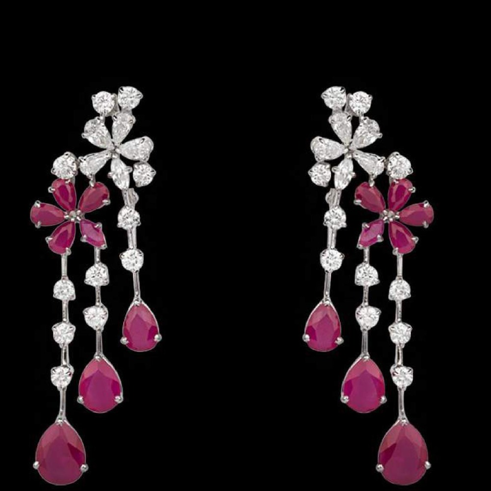Diamonds and Ruby Earrings JSJ0146