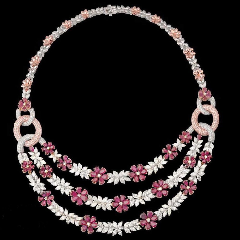 Diamonds and Ruby Necklace JSJ0128