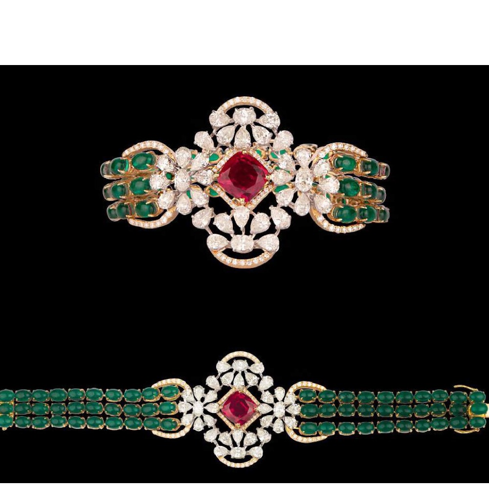 Diamonds, Ruby and Emeralds Bracelet JSJ0066