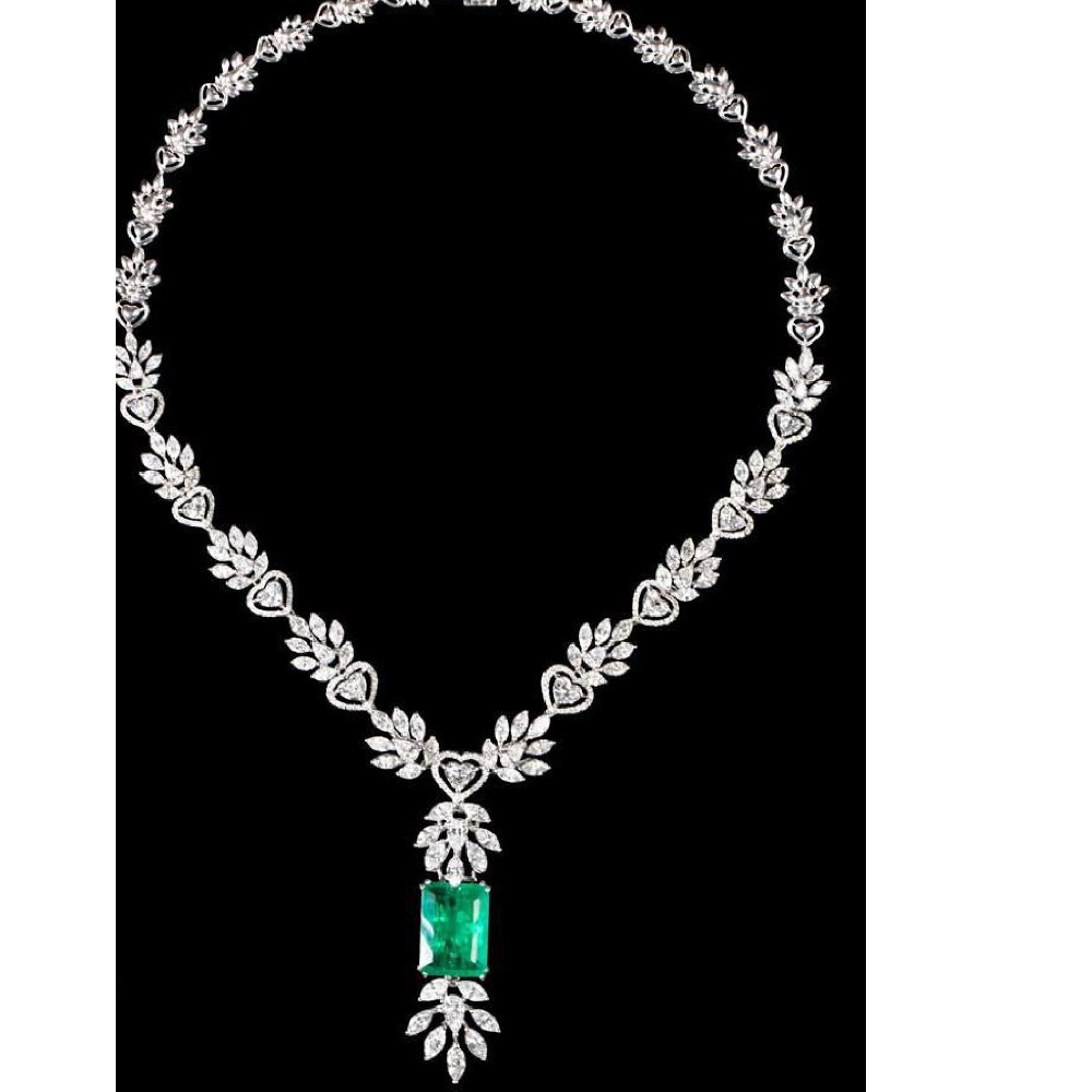 Diamonds and Emeralds Necklace JSJ0027
