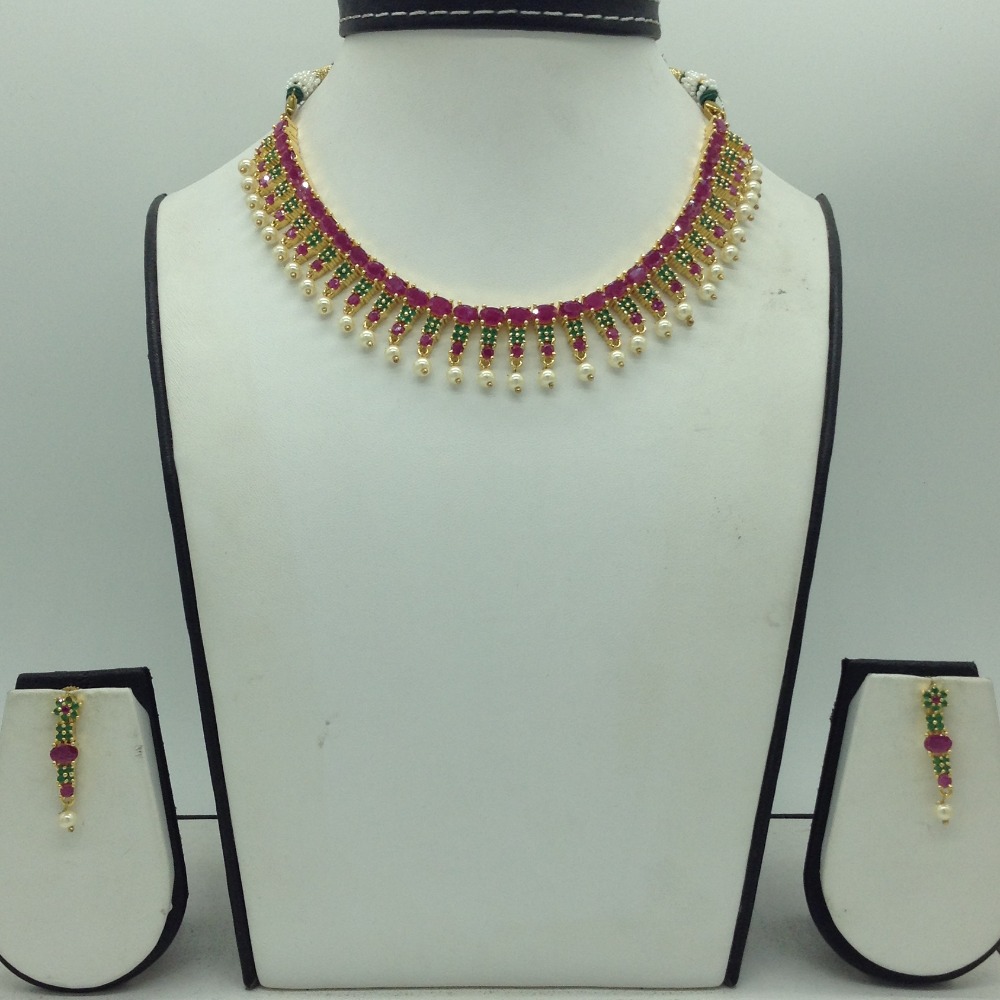 Red,Green CZ Stones Necklace Set JNC0175