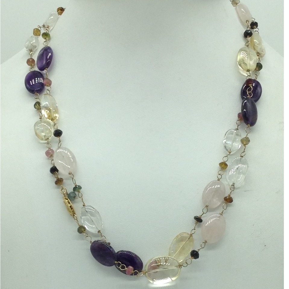 Multicolour Semiprecious Oval Aweja Long Chain JSS0153