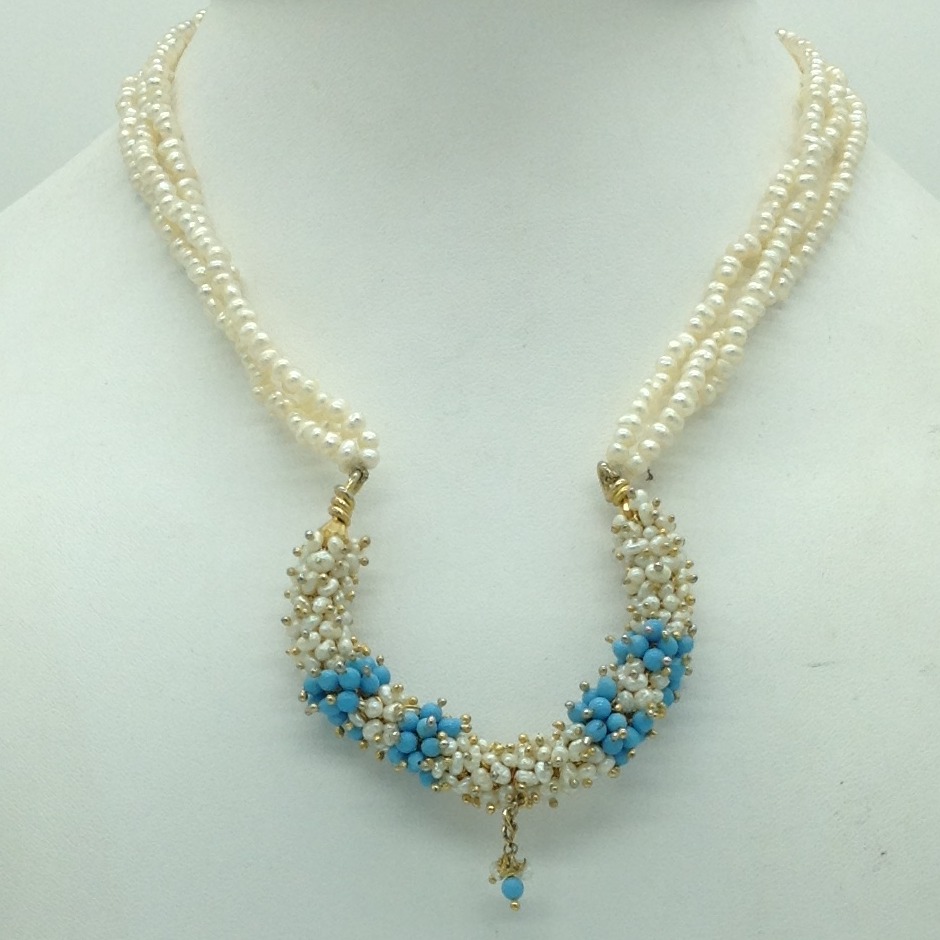 Freshwater white seed pearls with banjara pendent jpm0473