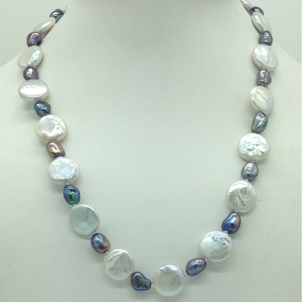 Freshwater White And Grey Baroque Pearls Knotted Mala JPM0440