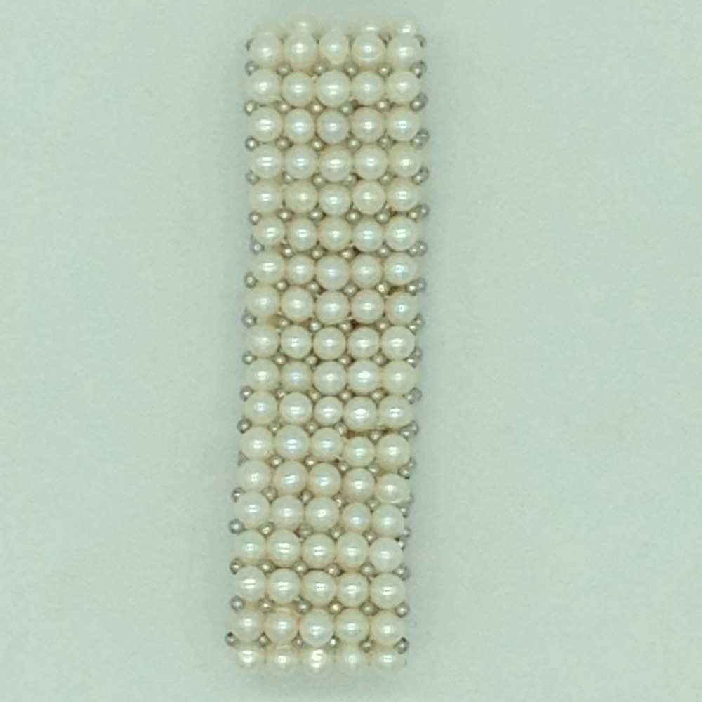 Button Pearls & White Jaco Balls 5 Layers Elastic Bracelet JBG0313