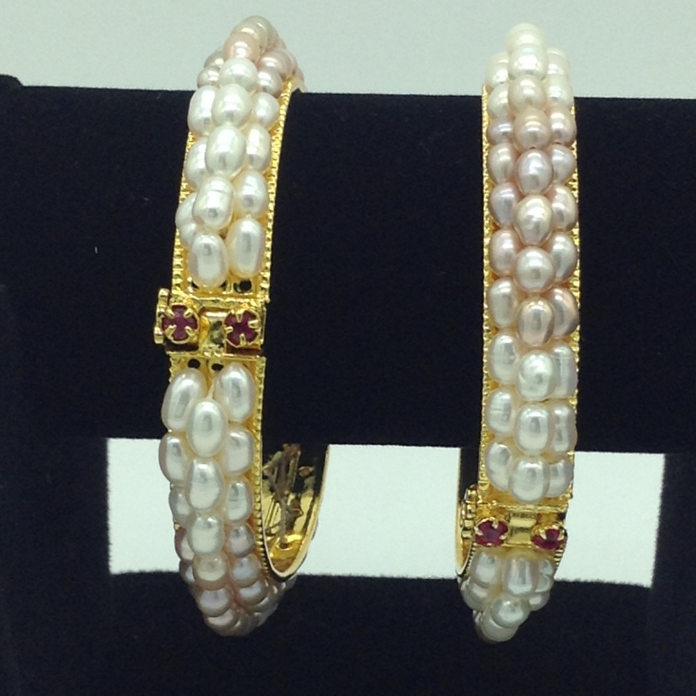 Tricolour Pearls 3 Line Bangles JBG0312