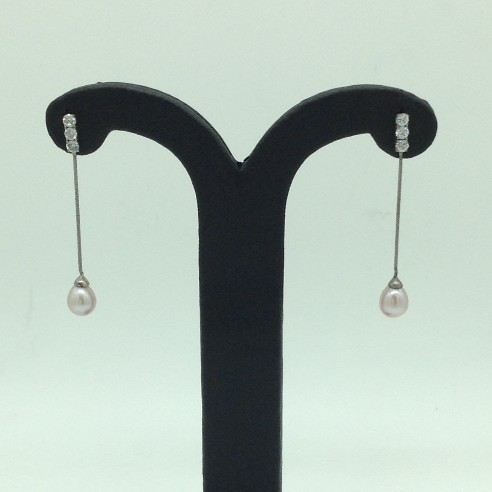 Pearl CZ Silver Ear Hangings JER0157