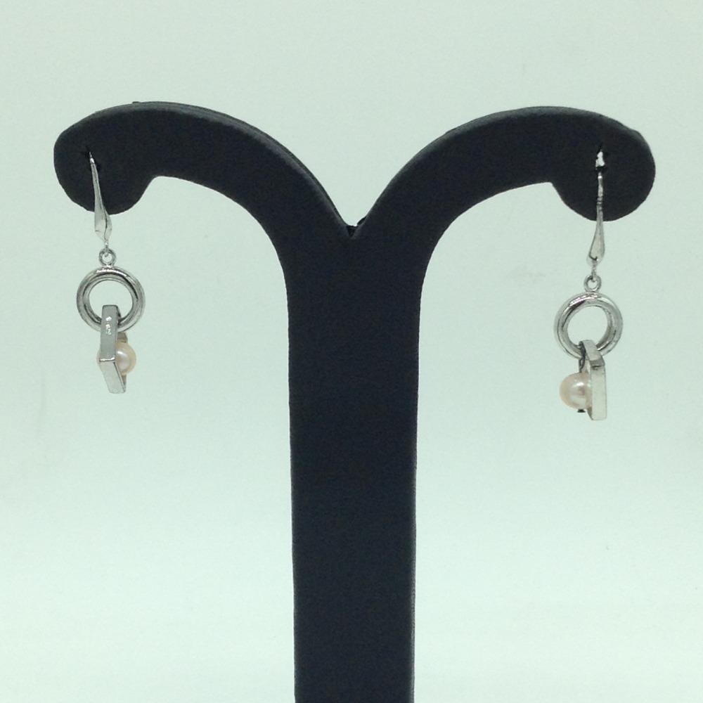 Pearl CZ Silver Ear Hangings JER0146