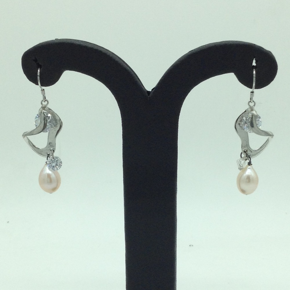 Pearl CZ Silver Ear Hangings JER0133