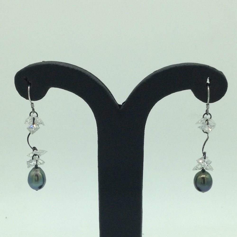 Pearl CZ Stone Silver Ear Hangings JER0125