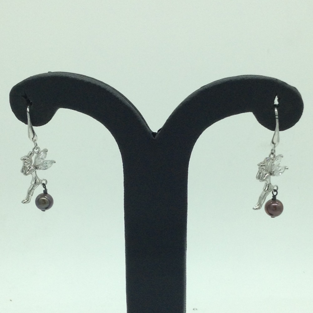 Pearl CZ Silver Ear Hangings JER0120