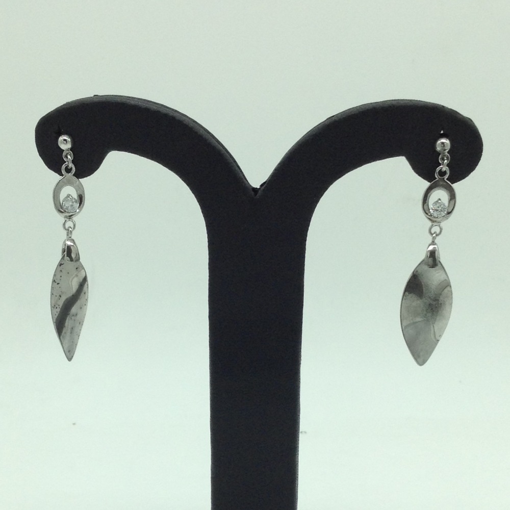 White CZ Silver Ear Hangings JER0114