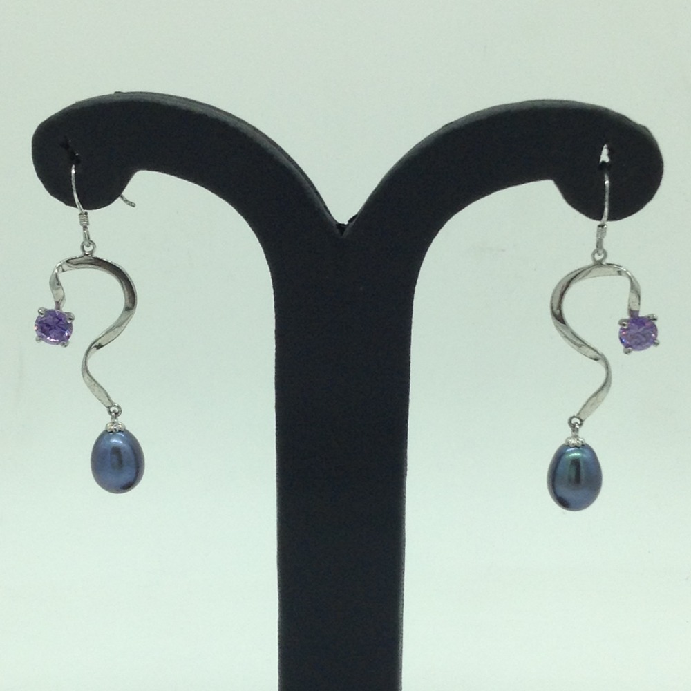 Pearl CZ Silver Ear Hangings JER0113