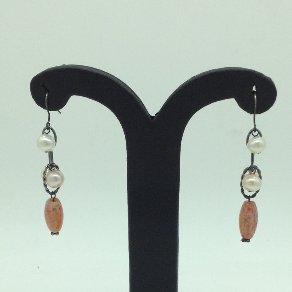 Pearl and Agate Silver Ear Hangings JER0107
