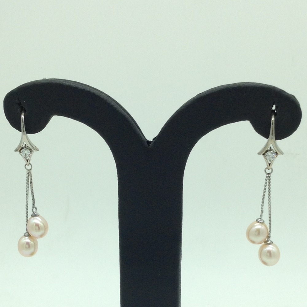 Pearl CZ Silver Ear Hangings JER0074