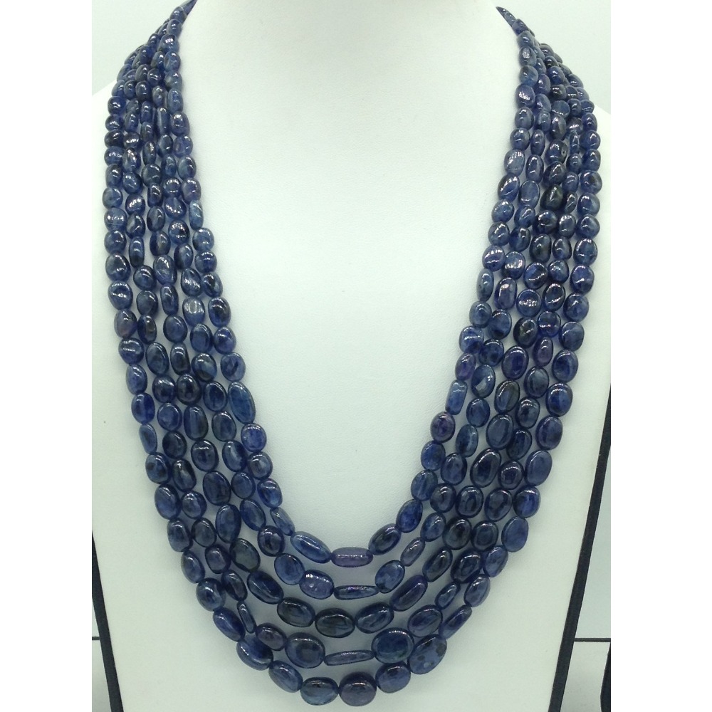 Natural Blue Sapphires Oval Aweja 5 Layers Necklace JSB0148