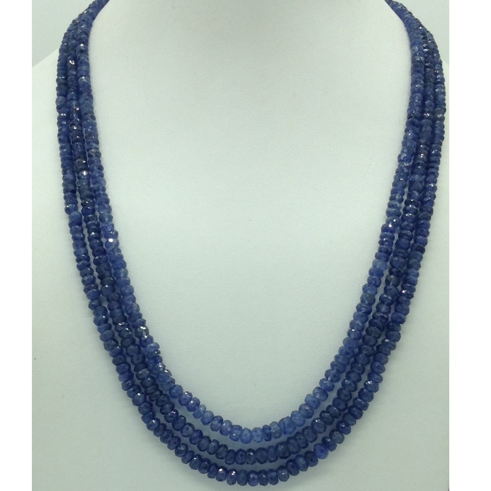 Natural Blue Sapphires Round Faceted 3 Layers Necklace JSB0146