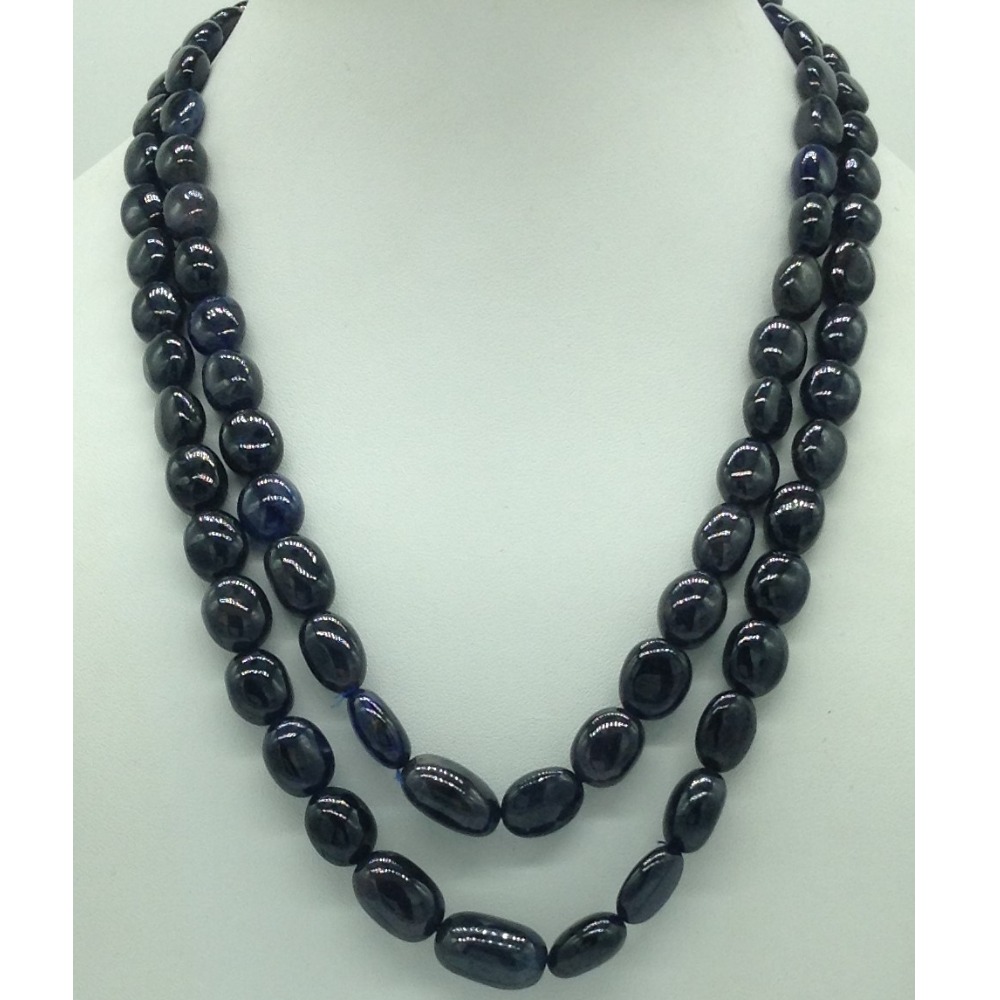 Natural Blue Sapphires Oval Aweja 2 Layers Necklace JSB0144