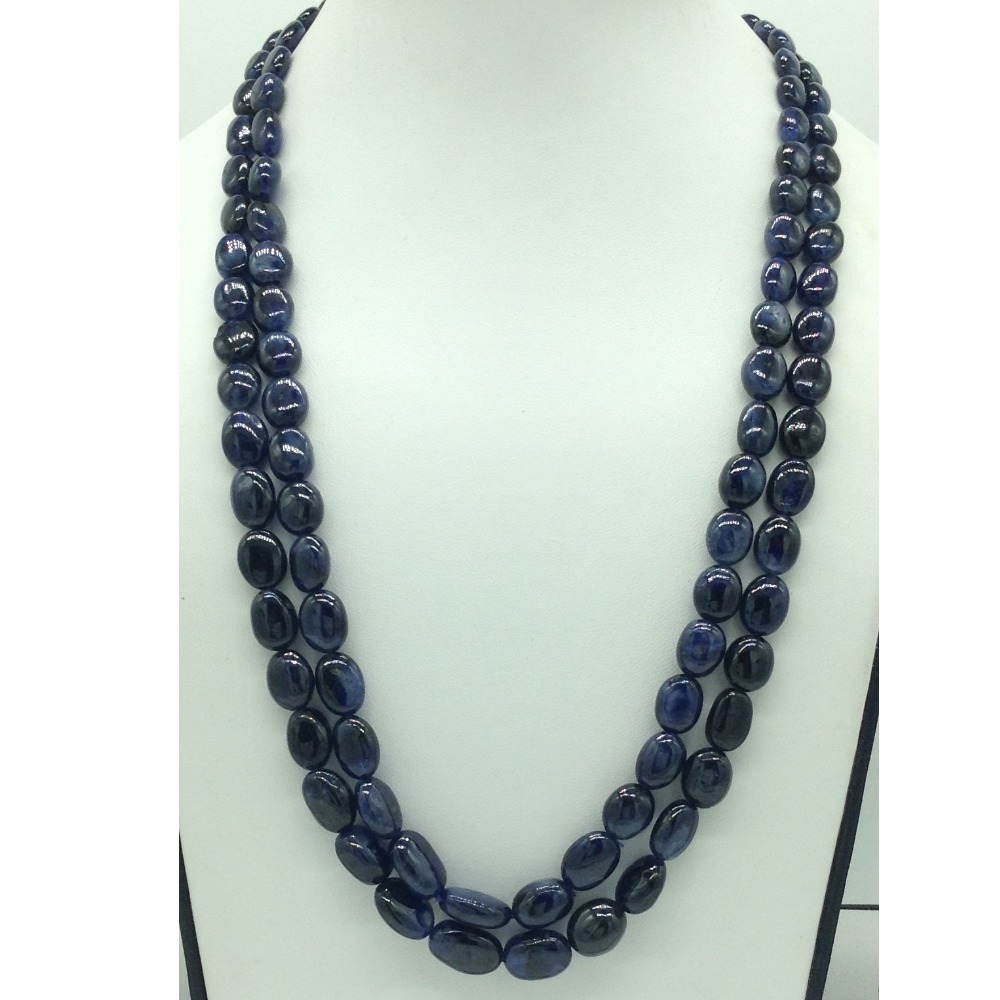Natural Blue Sapphires Oval Aweja 2 Layers Necklace JSB0143