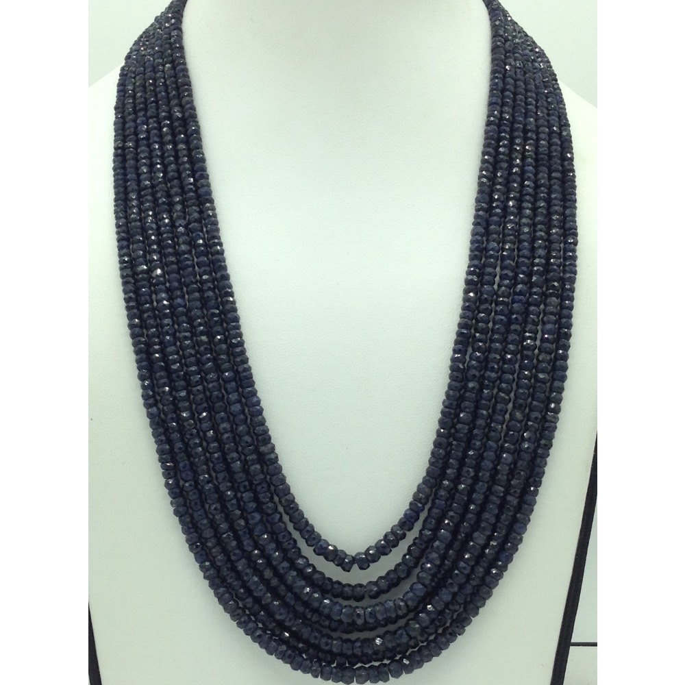 Natural Blue Sapphires Round Faceted 7 Layers Necklace JSB0140