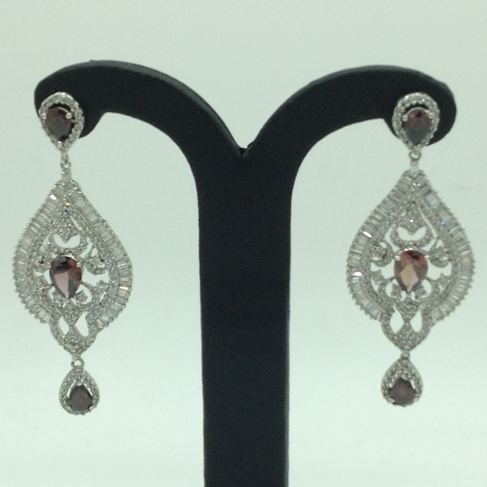White and Purple CZ Stones Ear Hangings JER0069