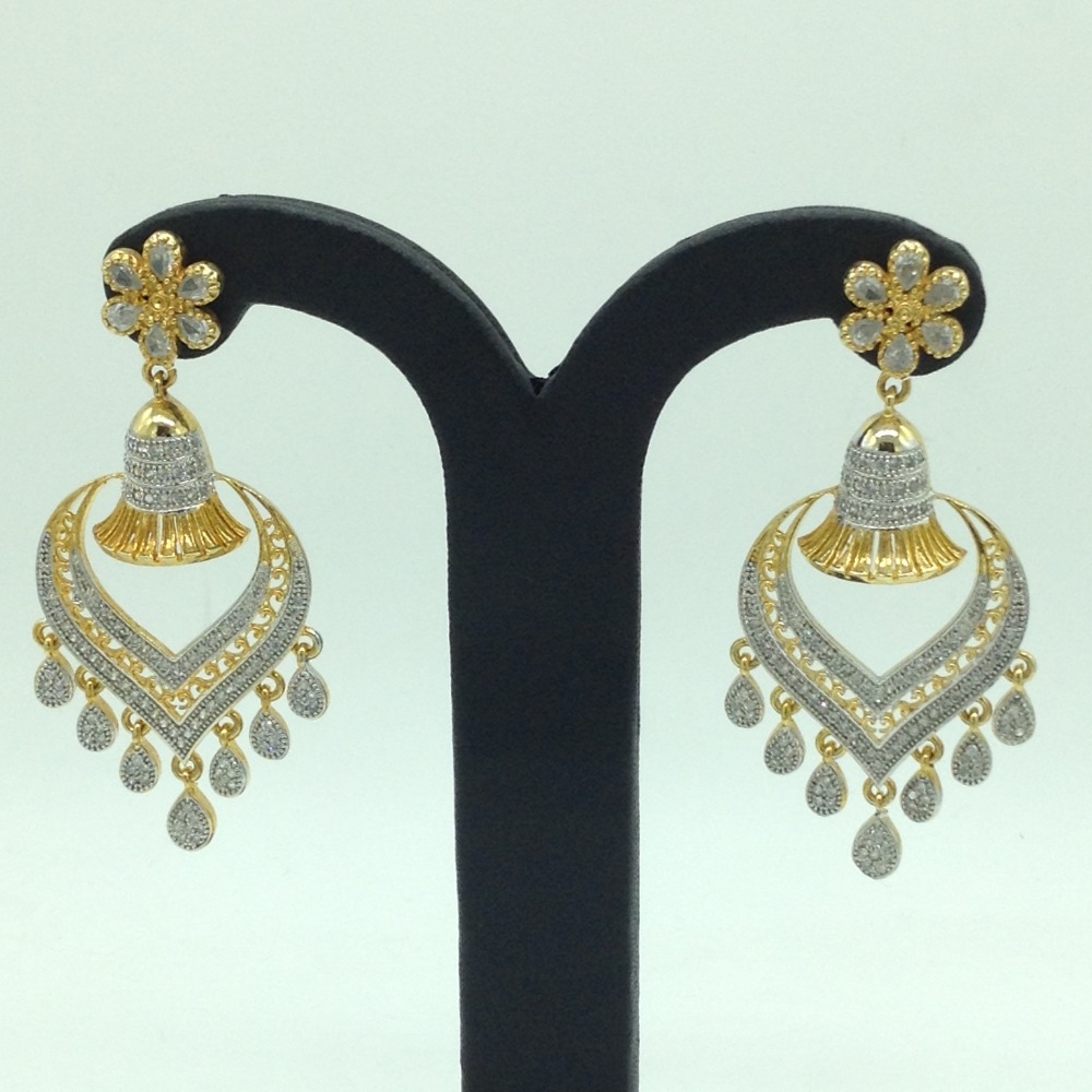 White CZ Stones Ear Hangings JER0062