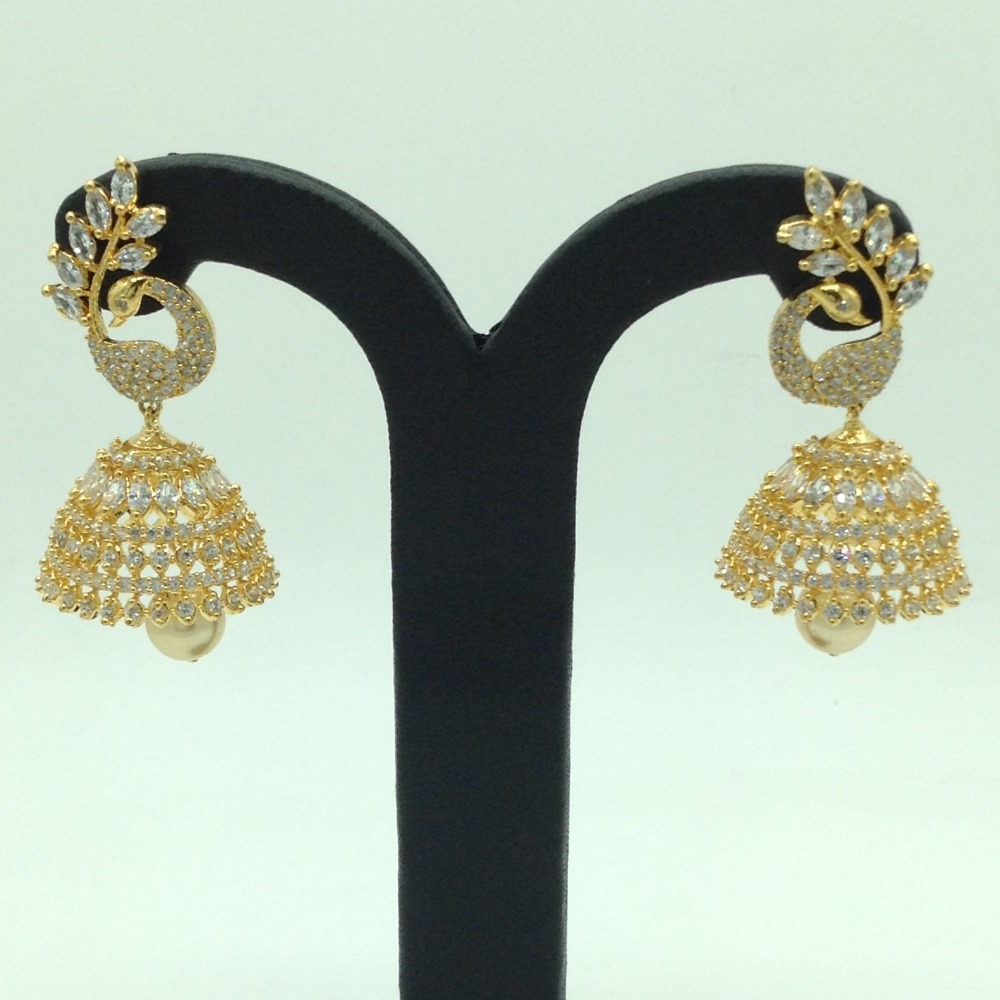 White CZ Stones Ear Jhumki JER0052
