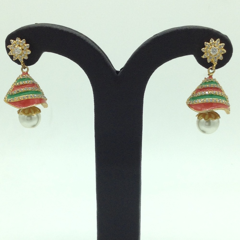 White cz stones ear jhumki jer0046