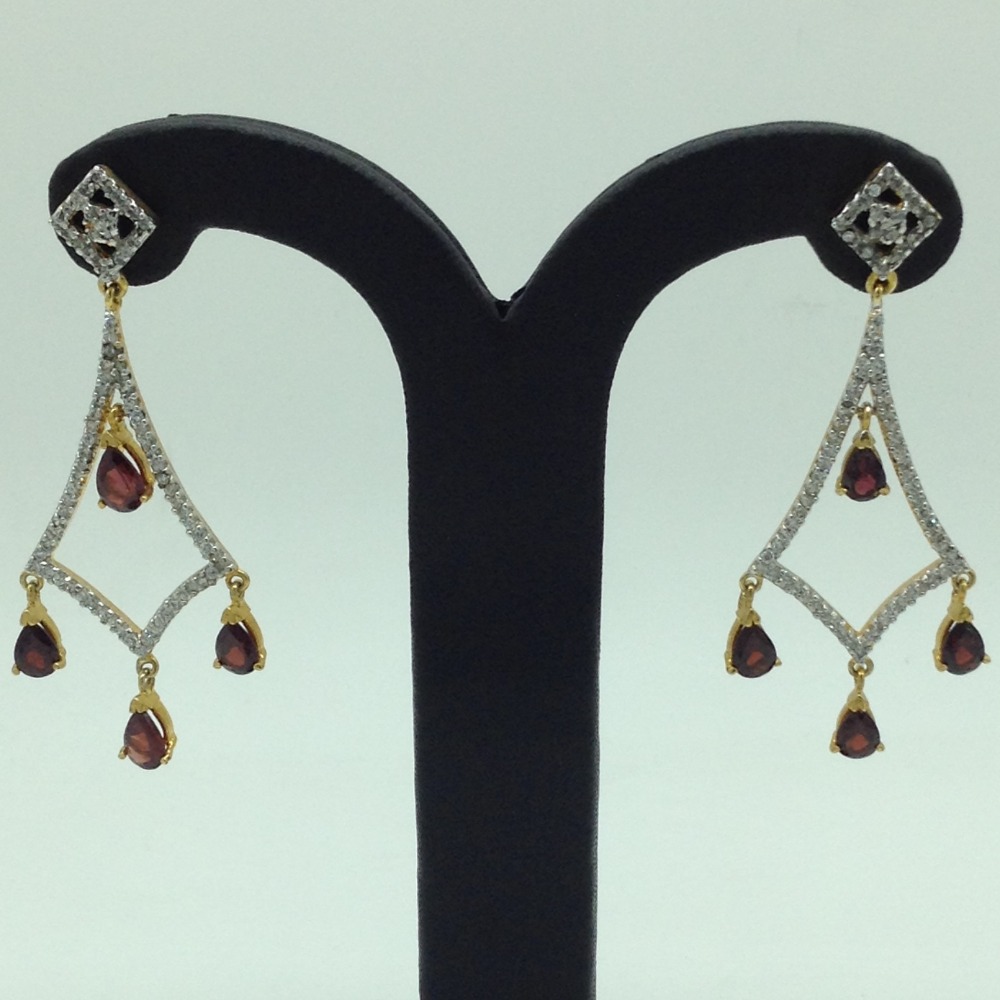 White and Brown CZ Stones Ear Hangings JER0039