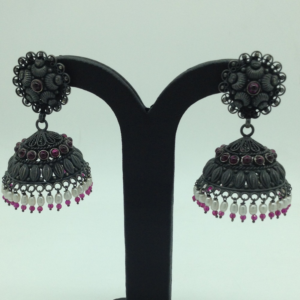 Silver ear jhumki jer0025