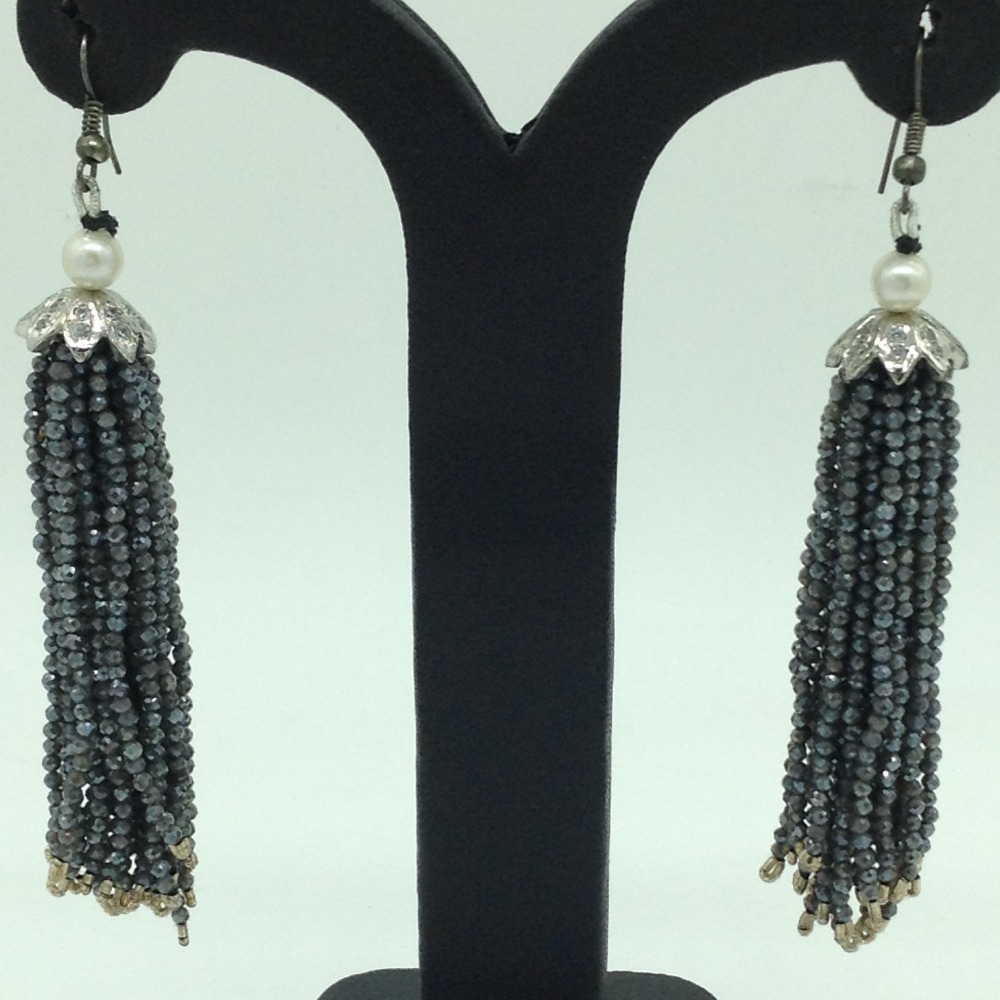 Black Topaz Stones Ear Chandelier Hangings JER0020