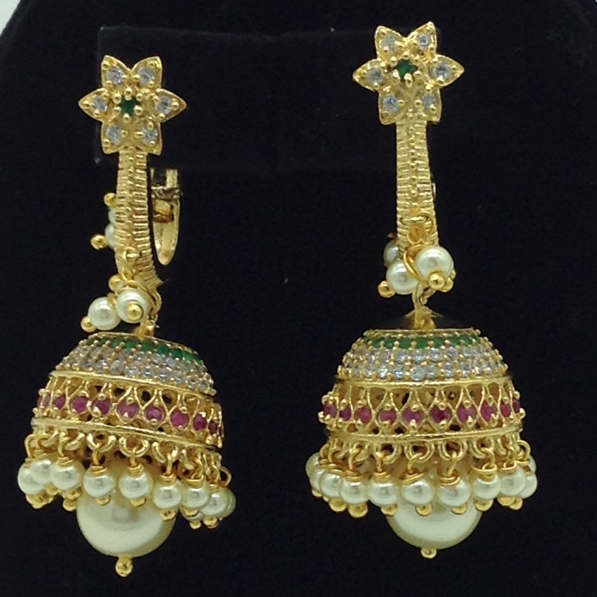 Multicolour CZ Stones Ear Jhumki JER0007