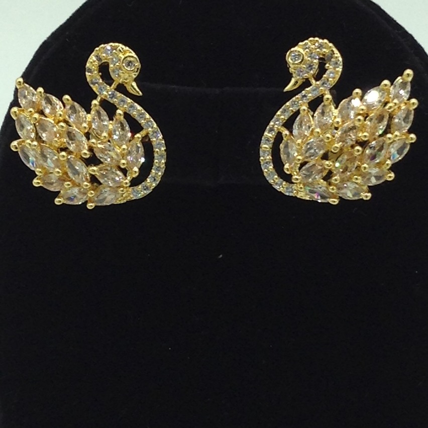 White CZ Stones Swan Ear Studs JER0003