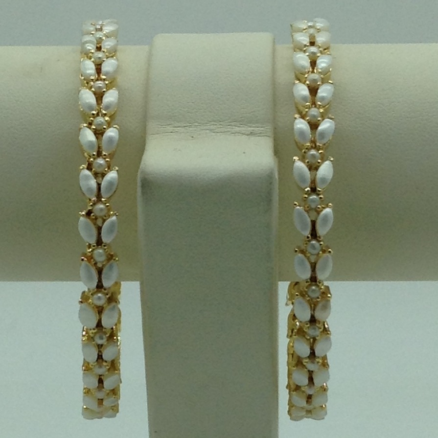 Freshwater White Button Pearls Bangles JBG0301