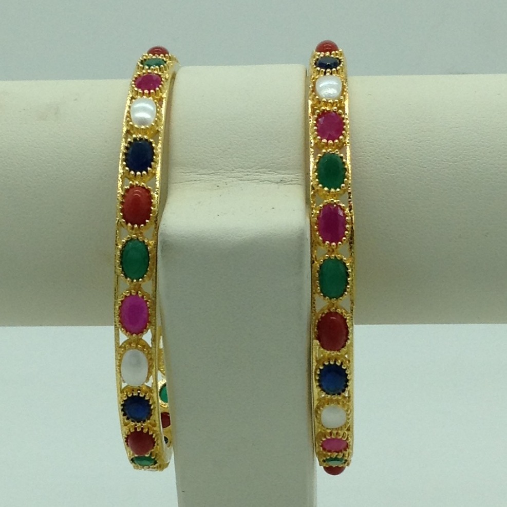 Navratan Oval Stones Bangles JBG0299