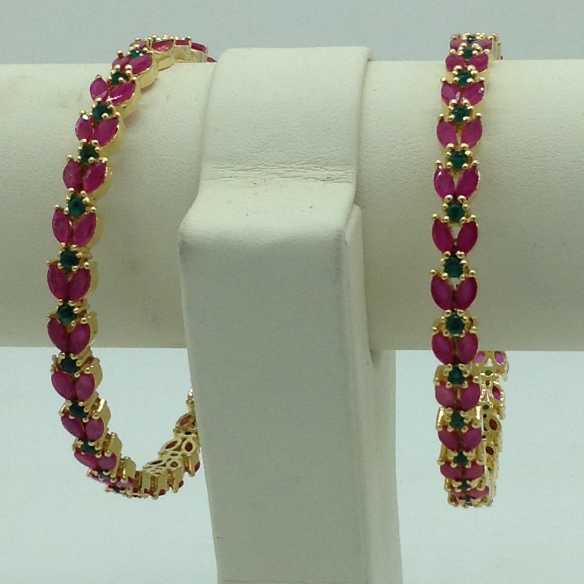 Green and Red CZ Stones Bangles JBG0294