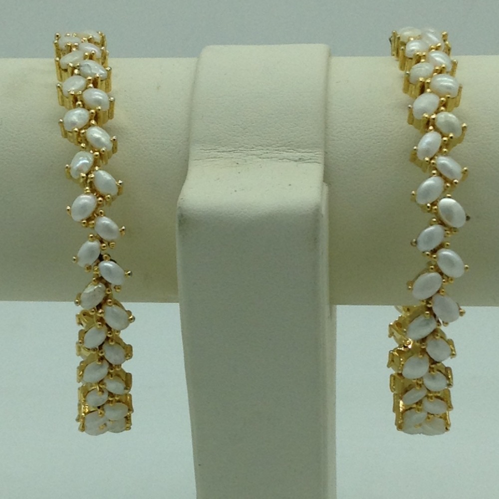 Freshwater White Button Pearls ZigZag Bangles JBG0293