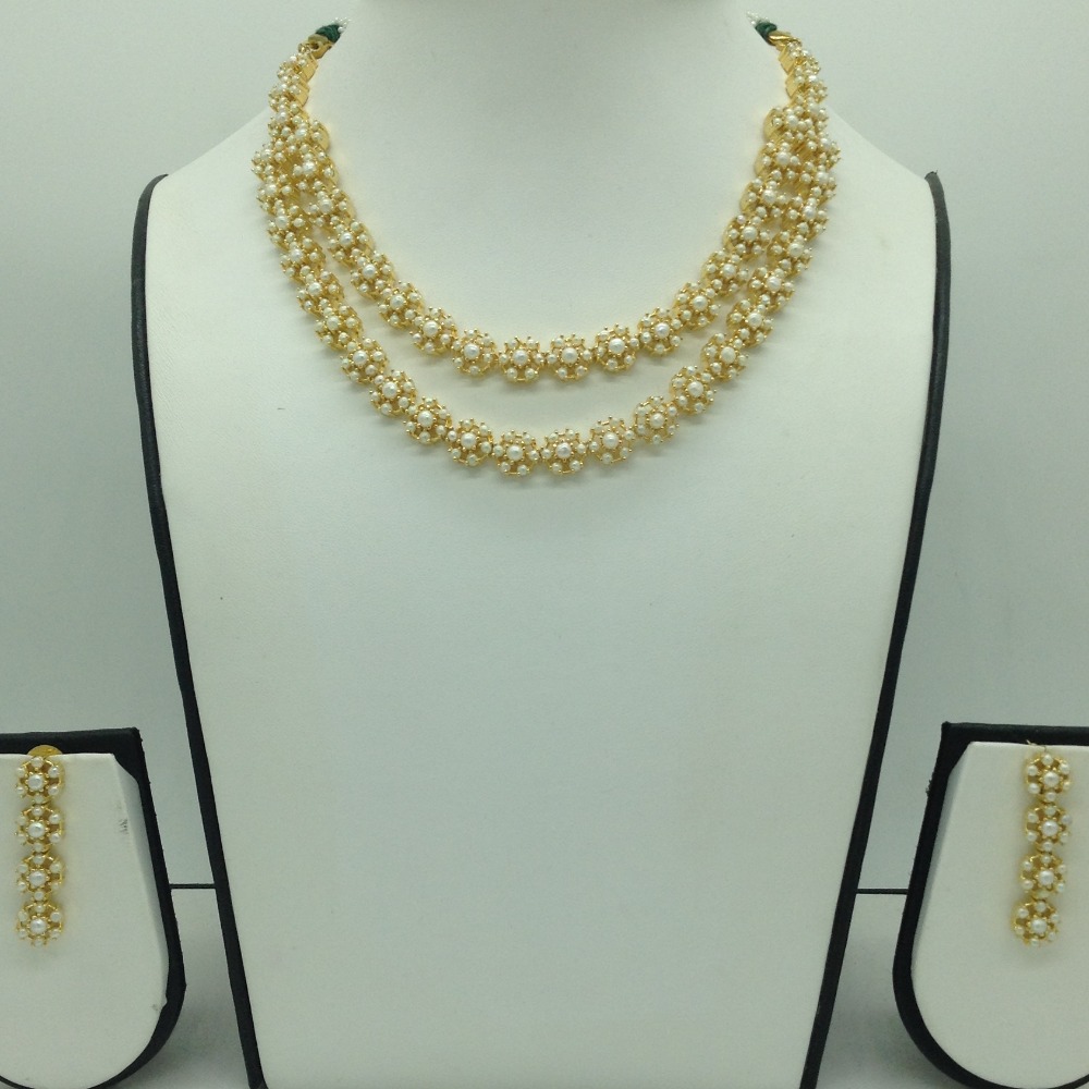 Freshwater white button pearls necklace set jnc0109