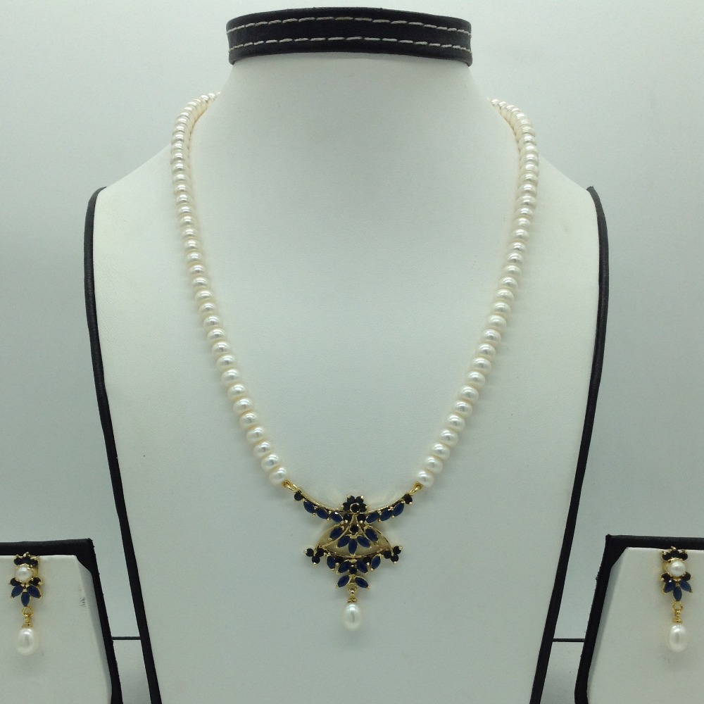 Blue cz pendent set with flat pearls mala jps0617