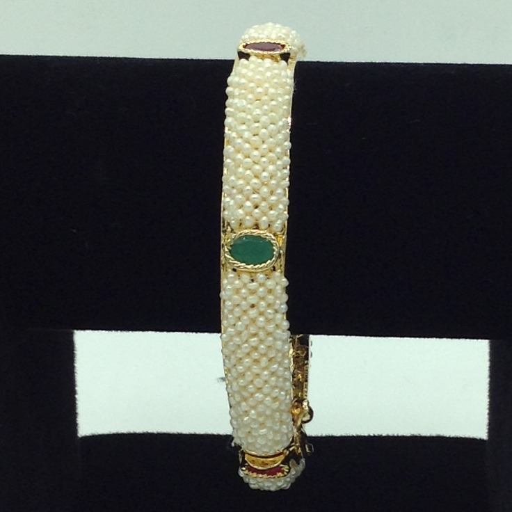 Freshwater White Khakha Seed Pearls Jali Single Bangles JBG0279