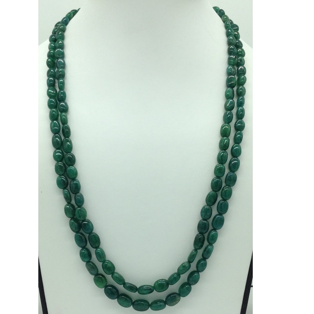 Natural Green Bariels Oval Aweja 2 Layers Necklace JSS0133