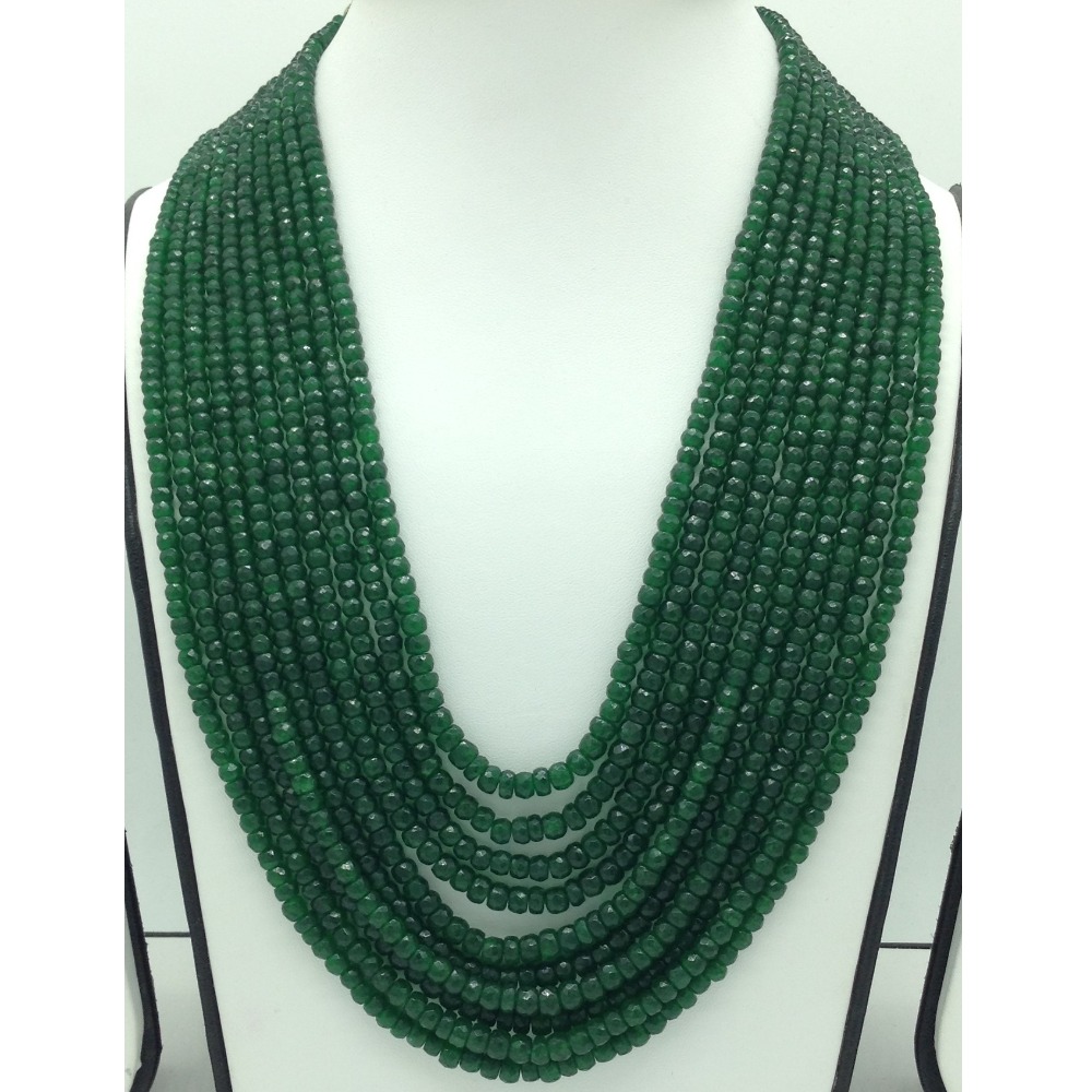 Natural Green Bariels Round Faceted 10 Layers Necklace JSS0131