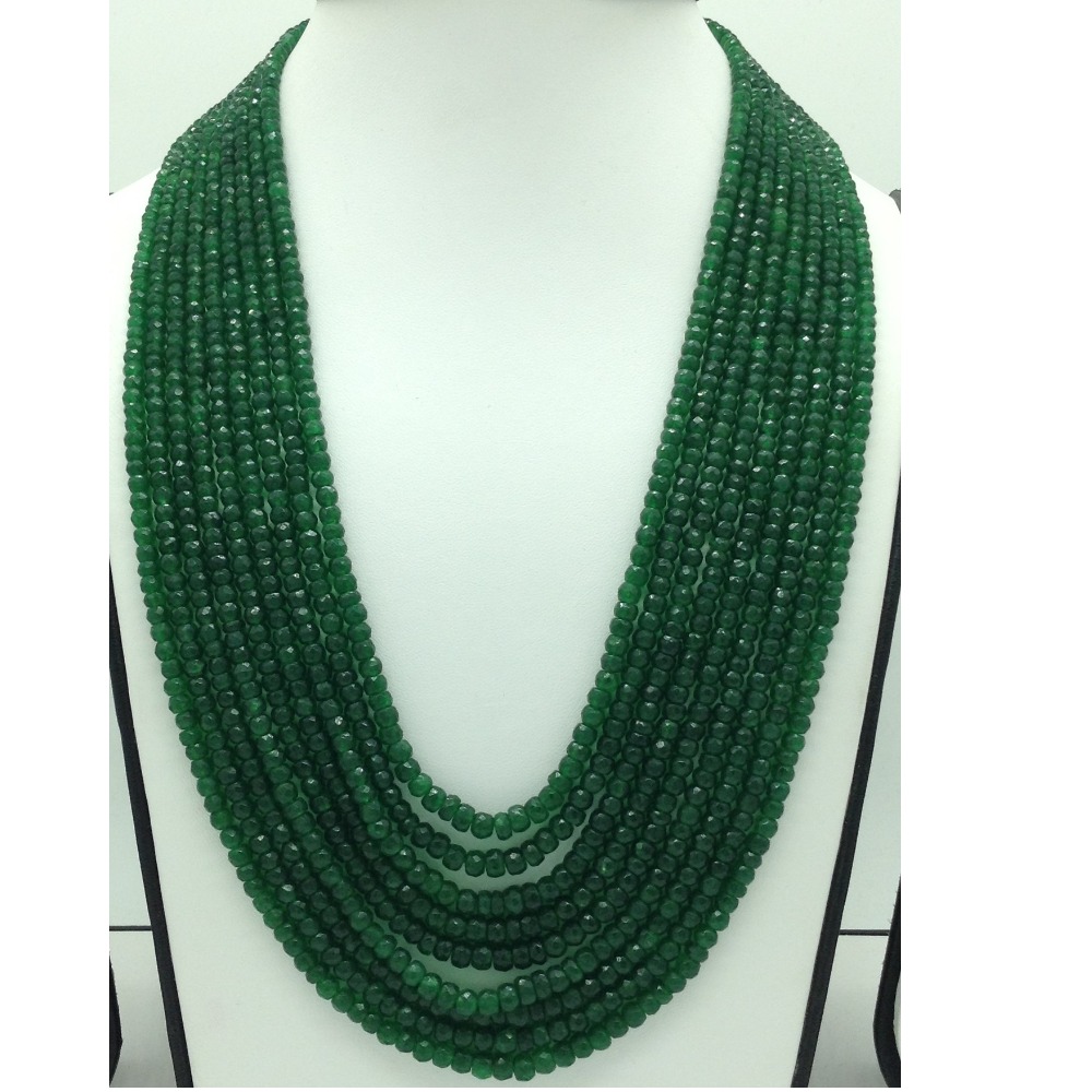 Natural Green Bariels Round Faceted 9 Layers Necklace JSS0130