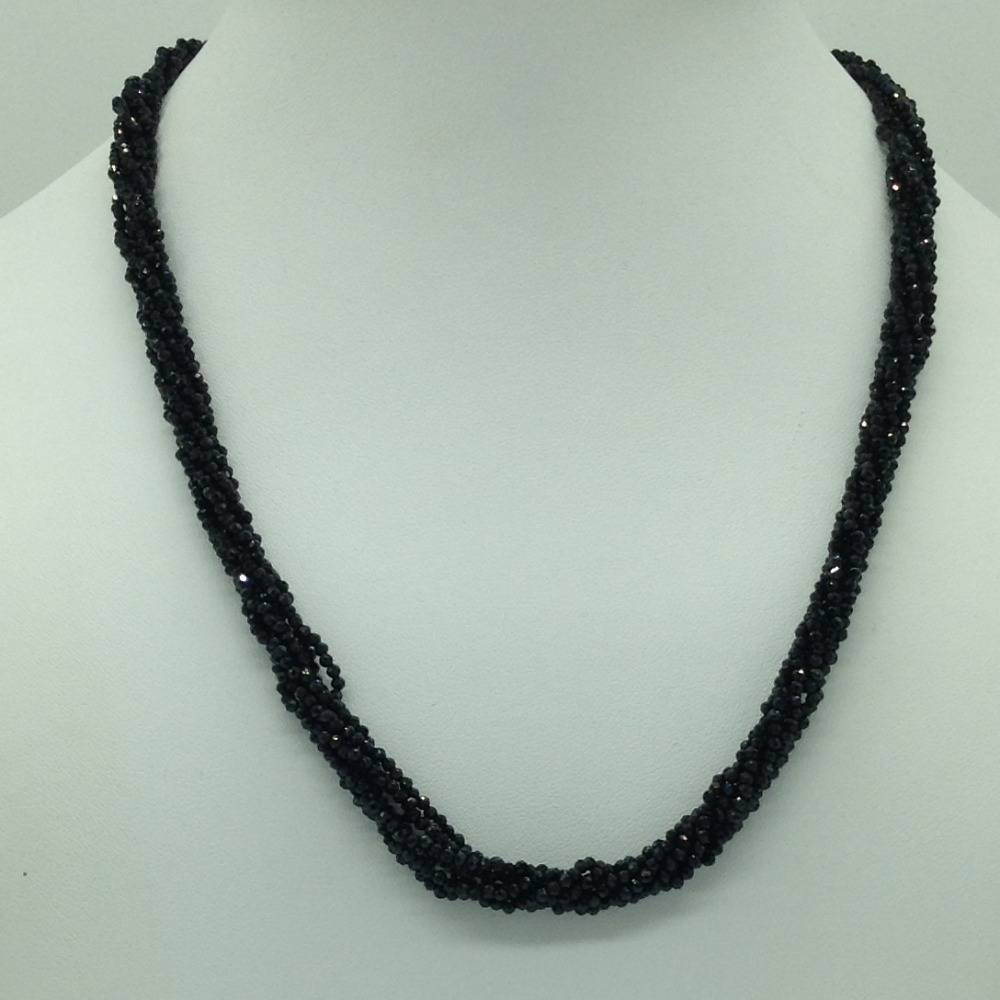 Natural Black CZ Faceted Beeds 8 Layers Twisted Necklace JSS0122