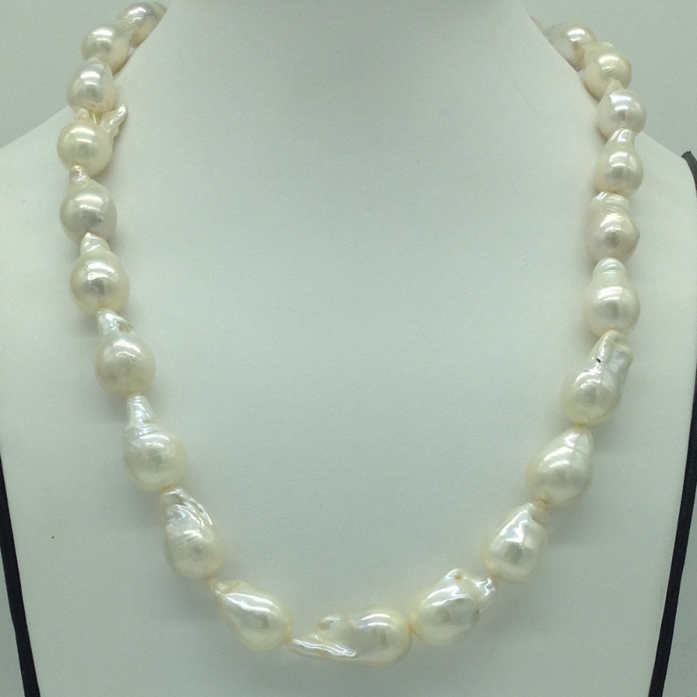 Freshwater White Oval Baroque Pearls 1 Layers Necklace JPM0367
