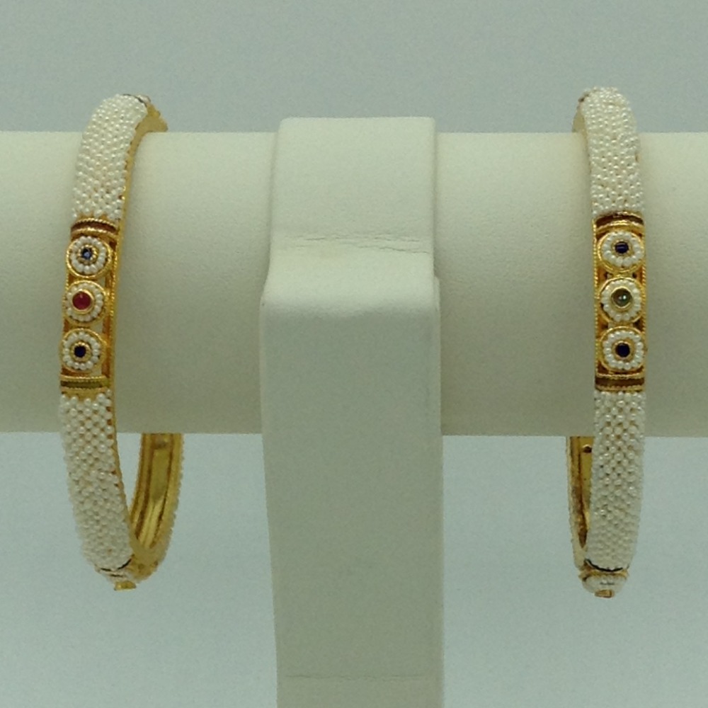Freshwater White Khakha Seed Pearls Jali Bangles JBG0278