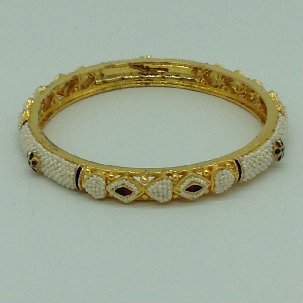 Freshwater White Khakha Seed Pearls Jali Single Bangles JBG0277