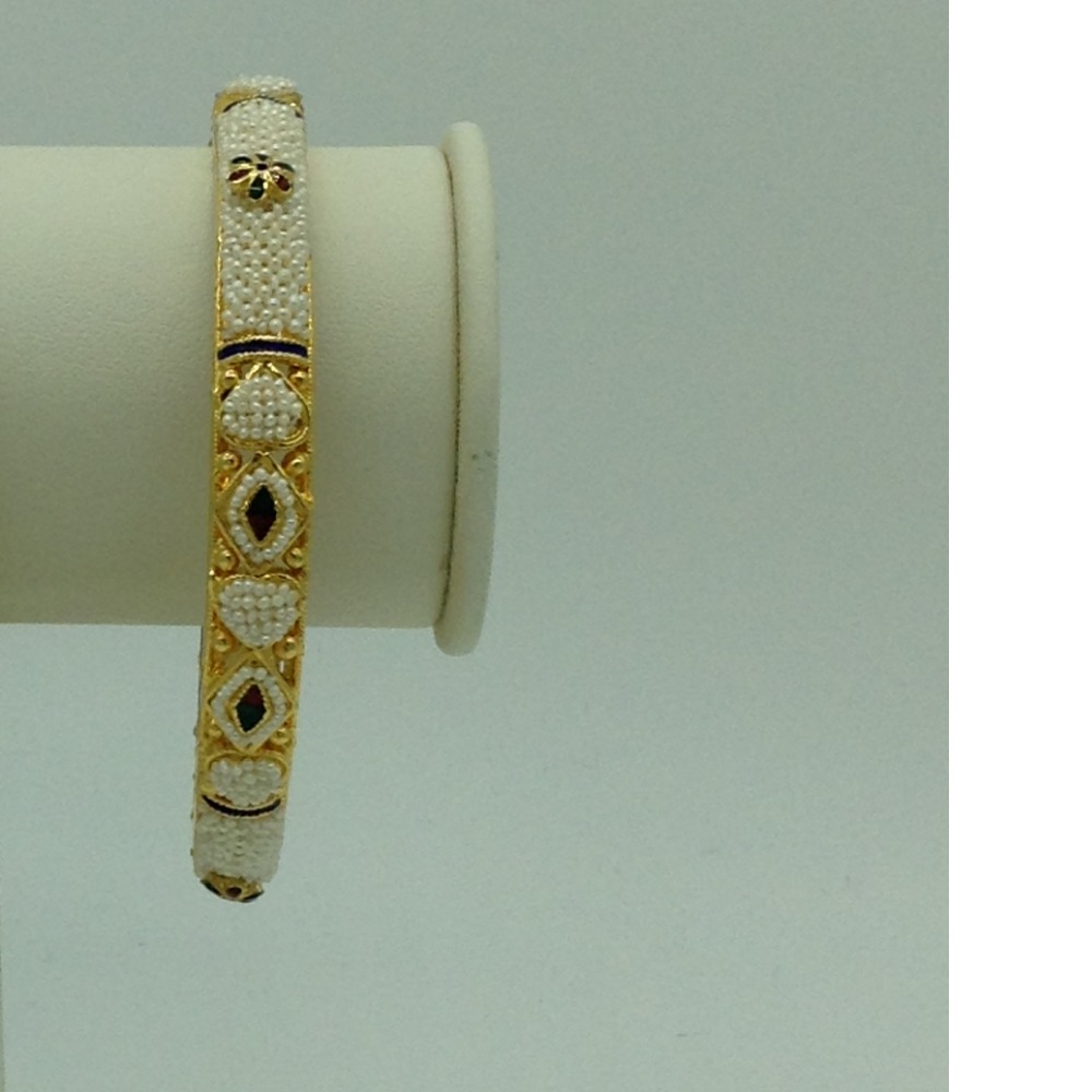 Freshwater White Khakha Seed Pearls Jali Single Bangles JBG0277